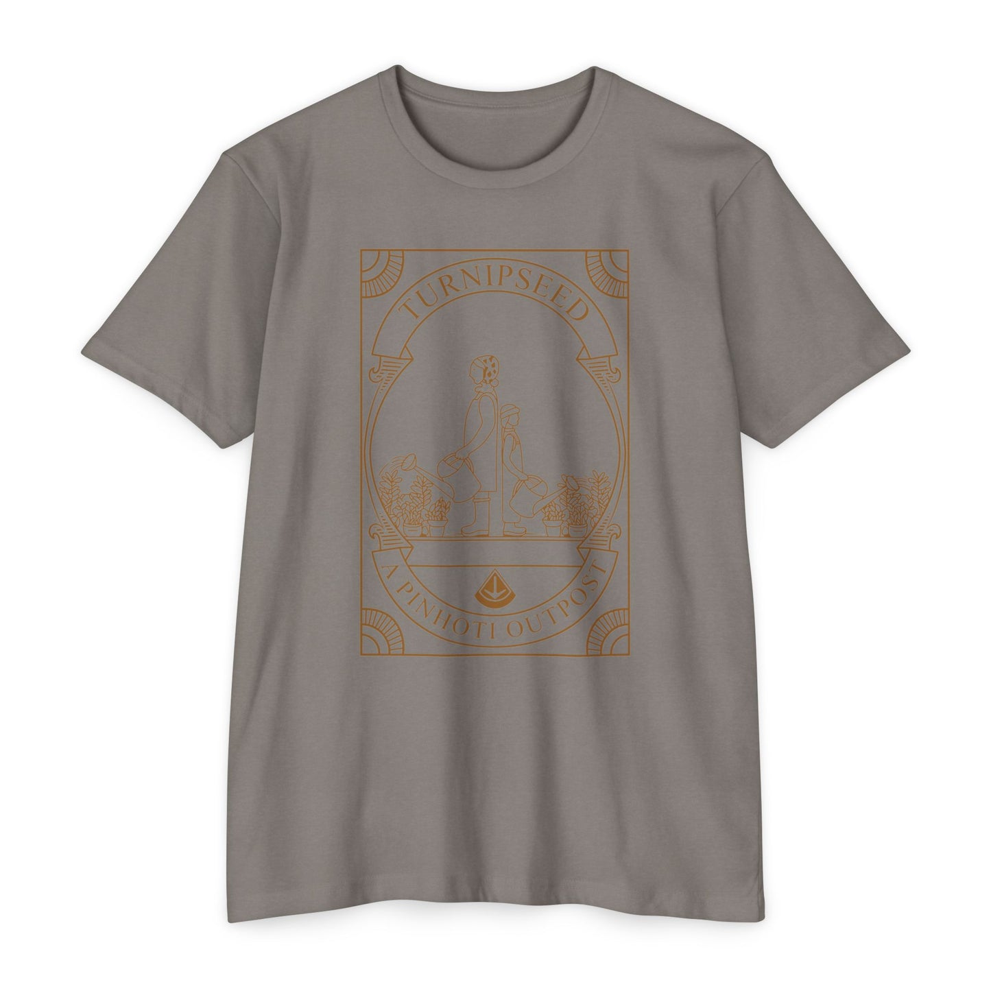 2 girls in garden earth tone tee